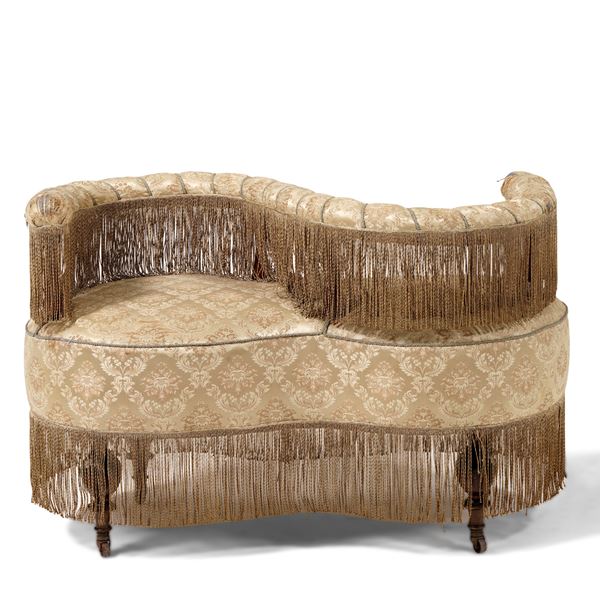 Confident Zweisitzer-Sofa, Frankreich, spätes 19. Jahrhundert, 109x50x75 cm